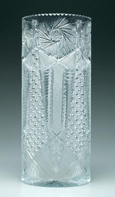 Appraisal: Monumental cut glass vase cylindrical with hobstar zipper and palmate