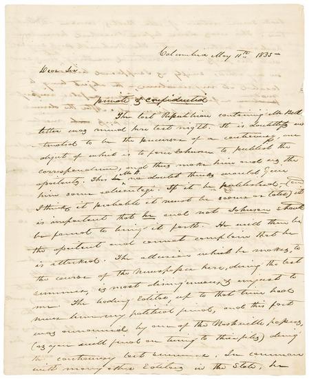 Appraisal: POLK James K Autograph letter signed to Samuel H Laughlin