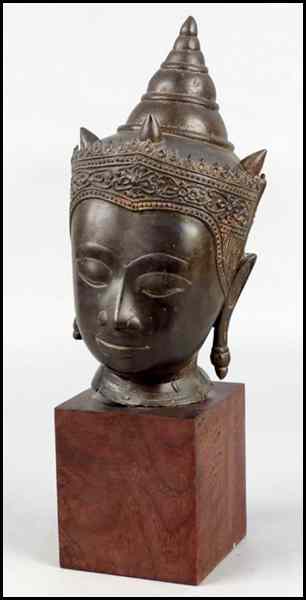 Appraisal: TIBETAN BRONZE HEAD OF A BUDDHA th century '' Condition