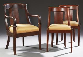 Appraisal: Group of Three Carved Mahogany Chairs consisting of an Empire