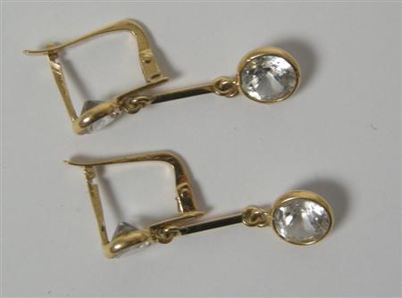 Appraisal: A pair of pendant earrings each collet set with a