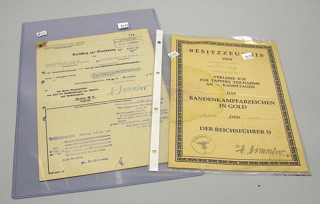 Appraisal: Lot consists of a presentation award document for the anti-partisan