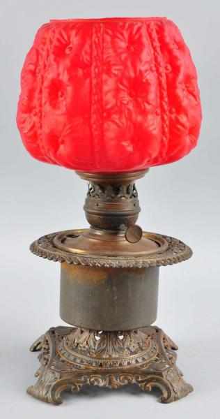 Appraisal: Early Victorian Kerosene Lamp Description Brass base and beautiful blown-out