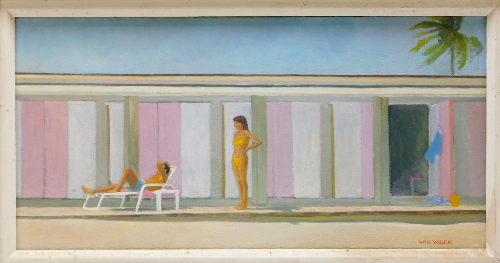 Appraisal: NIGEL VAN WIECK IMPRESSIONIST CABANA PAINTING United States England b