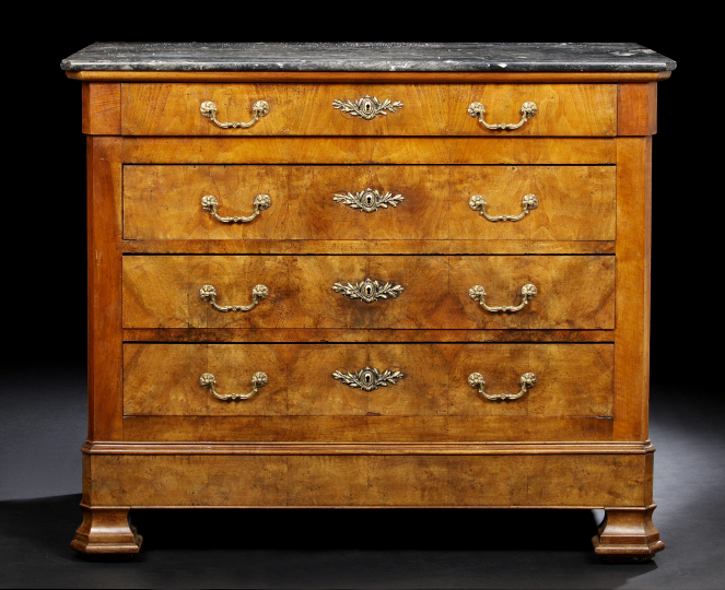 Appraisal: Louis-Philippe Walnut and Marble-Top Commode mid- th century the variegated