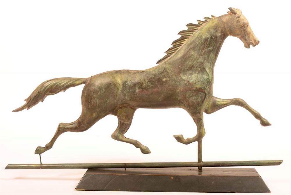 Appraisal: Copper Horse Dimensional Weather Vane th Century Copper Running Horse