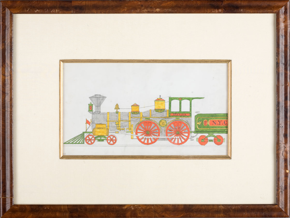 Appraisal: SIX FRAMED WATERCOLOR AND PENCIL DRAWINGS OF NEW YORK CENTRAL