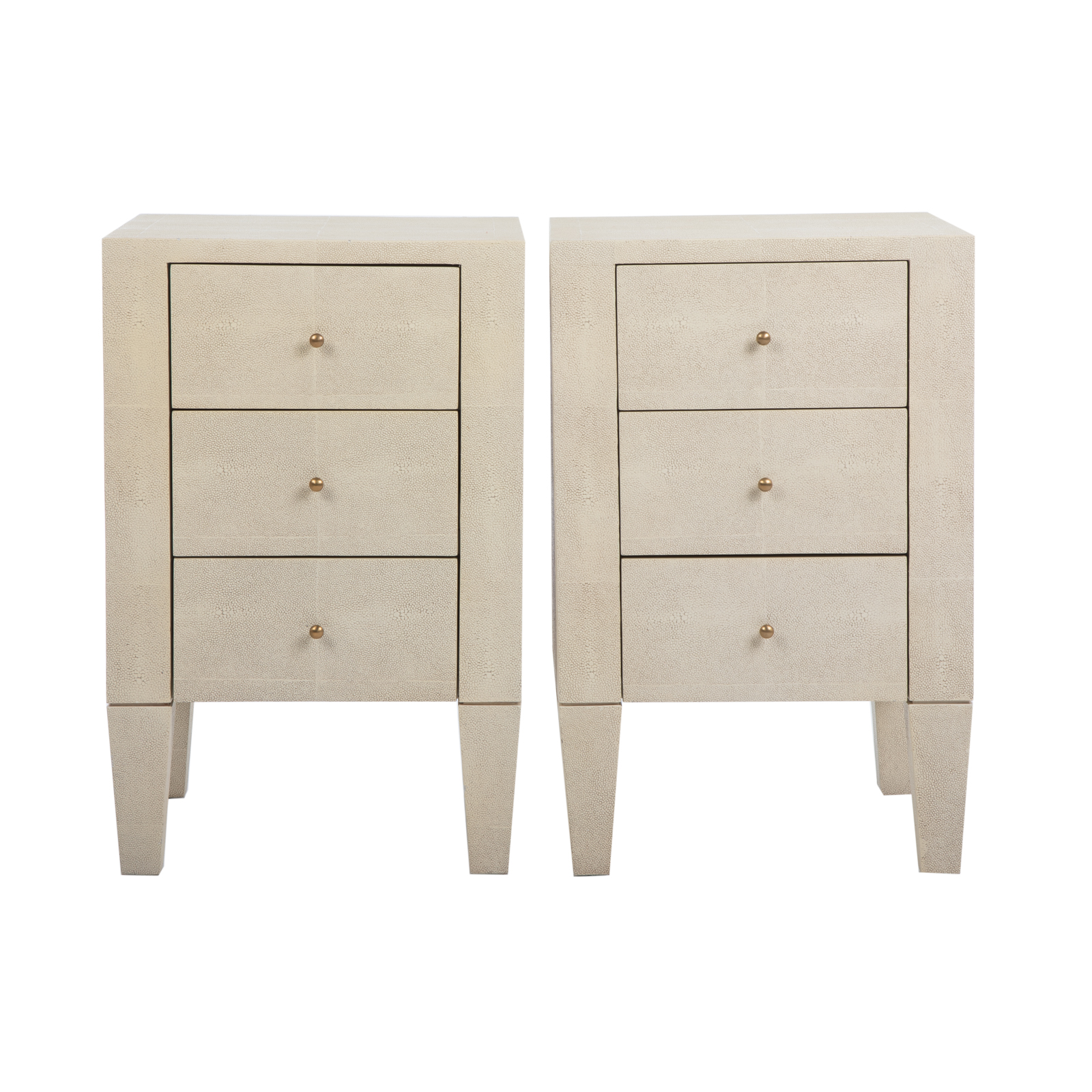 Appraisal: A PAIR OF CONTEMPORARY THREE- DRAWER BEDSIDE CHESTS st century