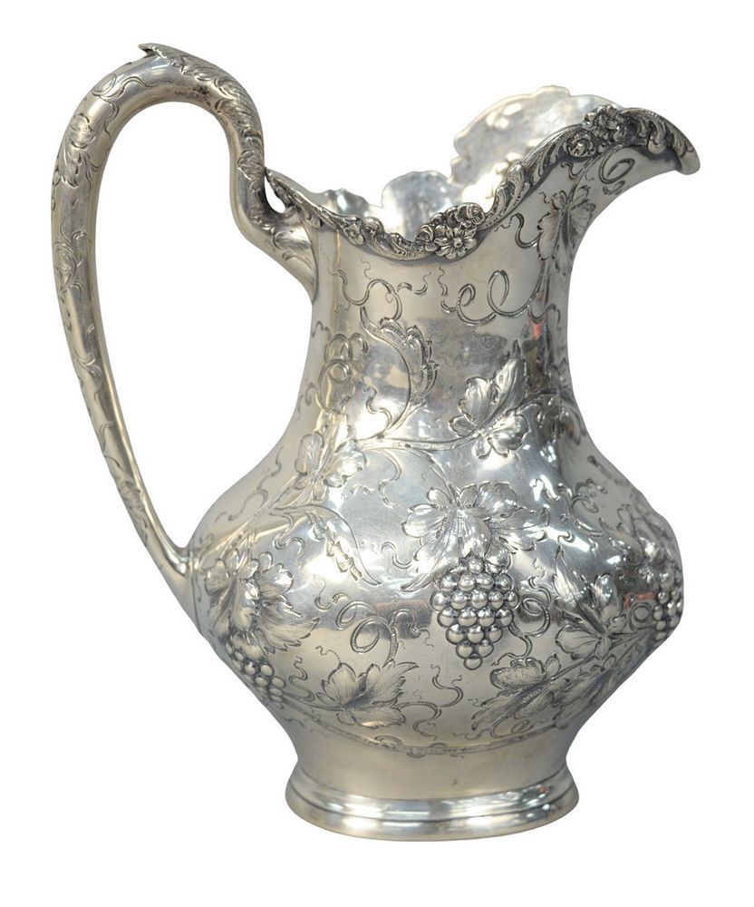 Appraisal: A G Schultz Sterling Silver Water Pitcher having repousse grape