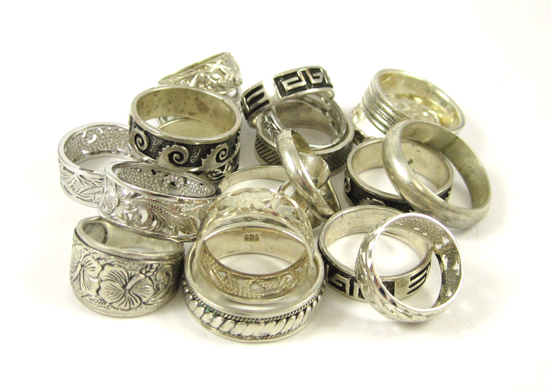 Appraisal: COLLECTION OF TWENTY STERLING SILVER RINGS together weighing grams Ring