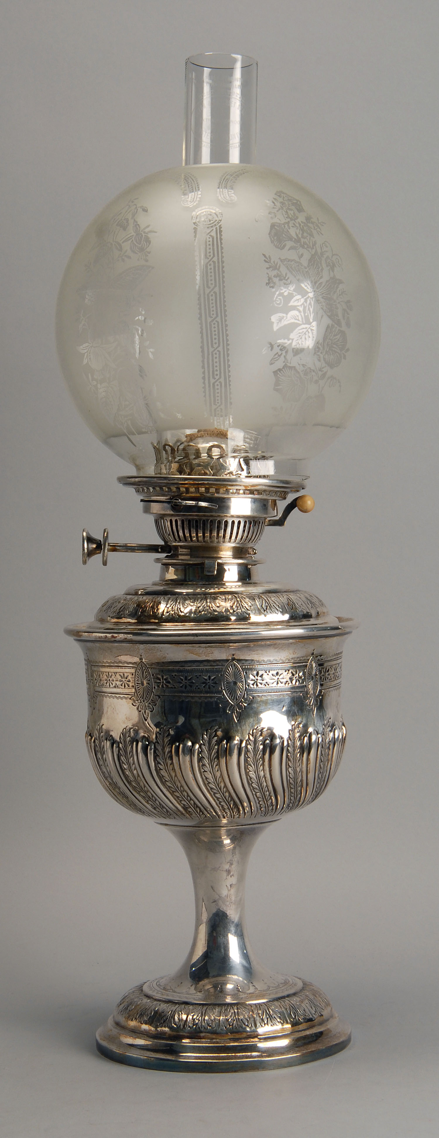 Appraisal: SHEFFIELD SILVER PLATED FLUID LAMP Late th Early th CenturyFoliate