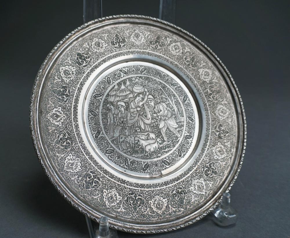 Appraisal: Persian Miniature Chased -Silver Plate D in cm oz