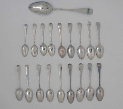 Appraisal: SEVENTEEN GEORGE III SILVER PICTURE BACK TEASPOONS AND A TABLESPOON