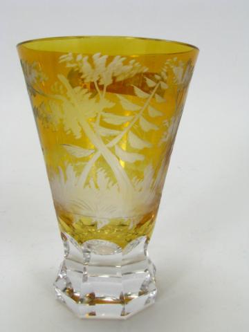 Appraisal: Amber cut to clear Bohemian glass martinis with deer and