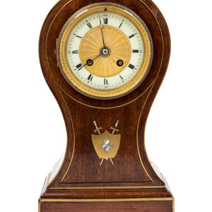 Appraisal: An English Mahogany Balloon Clock Circa bearing a mother-of-pearl inlaid