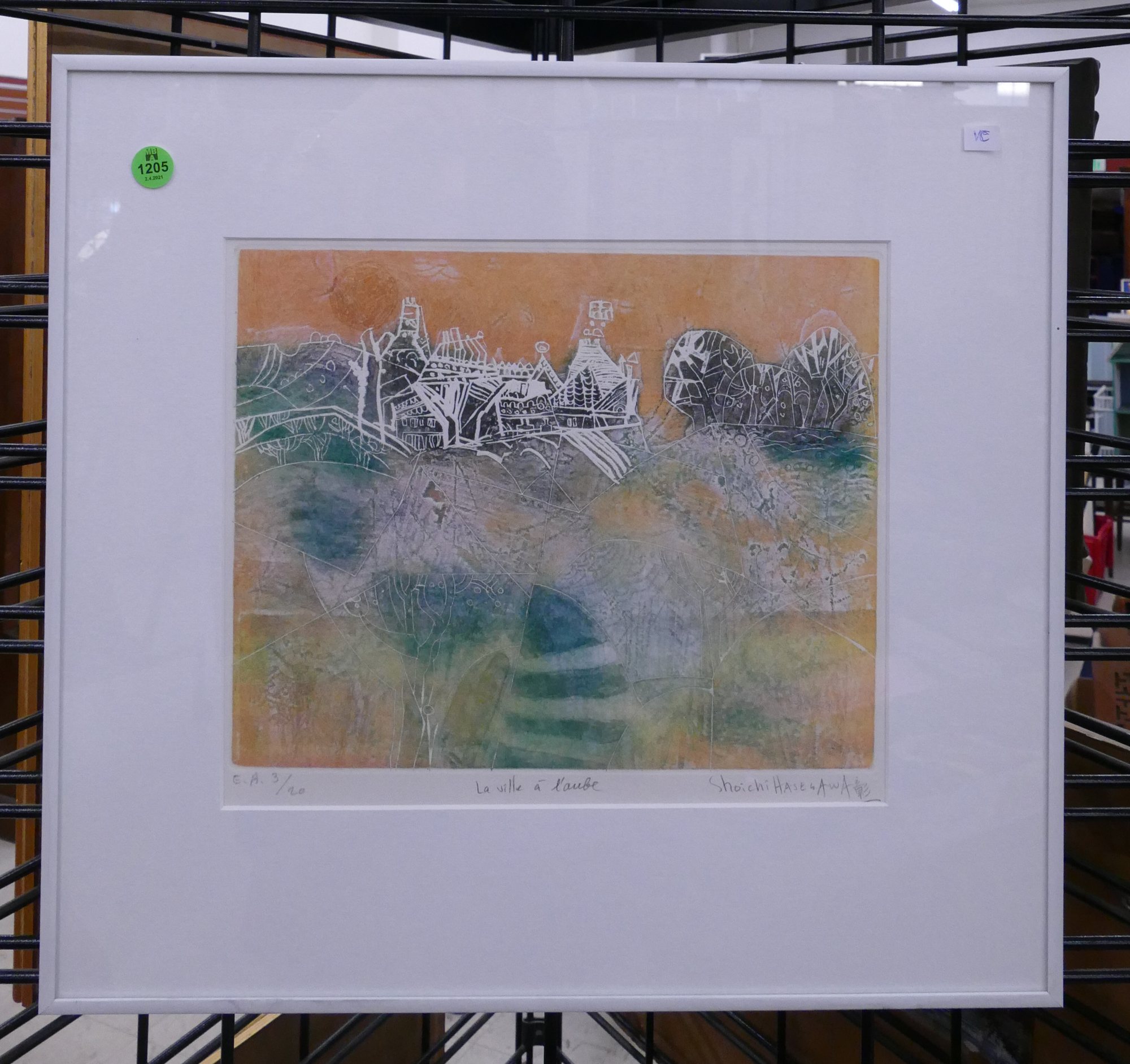 Appraisal: Shoichi Hasegawa 'La Ville A'l'aube' Modern Etching Framed- x ''