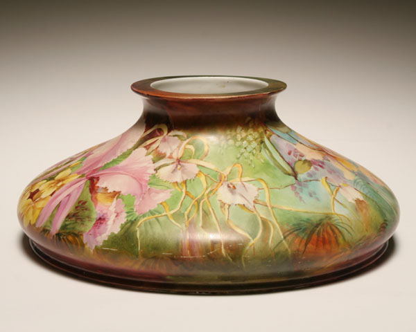 Appraisal: Large unusual George Morley vase extensive floral hand painted design