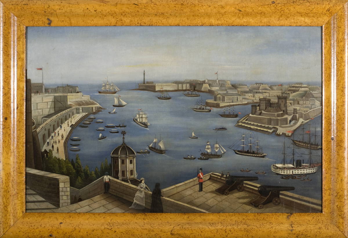 Appraisal: VIEW OF VALLETTA HARBOR MALTA MID-NINETEENTH CENTURY Oil on canvas