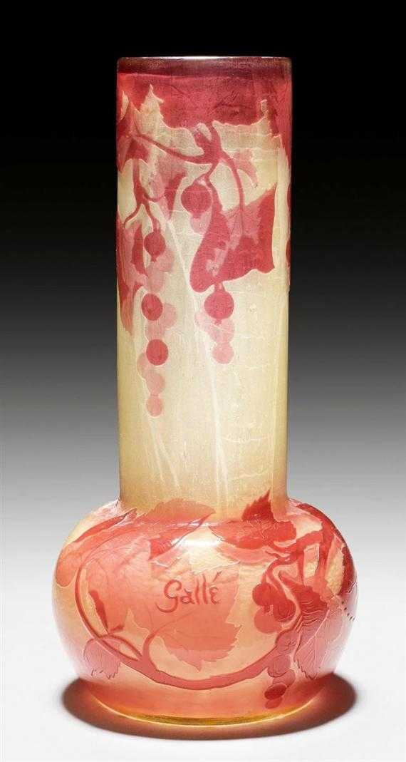 Appraisal: GALL MILE VASE circa Acid-etched and fire-polished yellow glass with