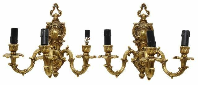 Appraisal: pair Italian Louis XV style gilt bronze wall sconces th