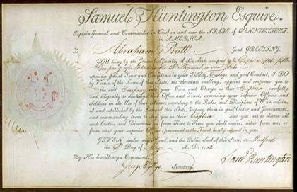 Appraisal: piece Document Signed Huntington Samuel Hartford Connecticut May p sm