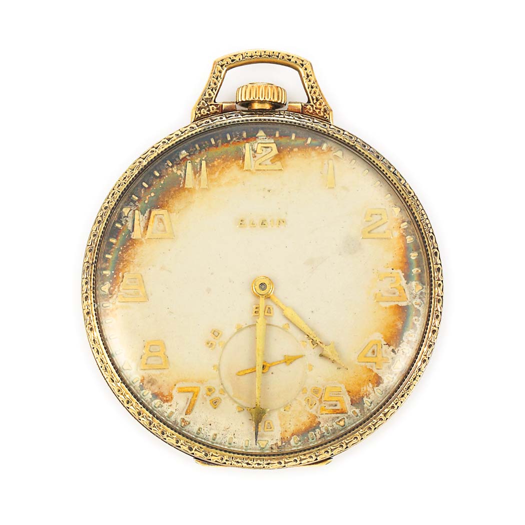 Appraisal: Gentleman's Gold Open Face Pocket Watch Elgin kt mechanical subsidiary