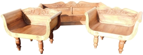 Appraisal: An Eastern colonial style hardwood suite of seating furniture comprising