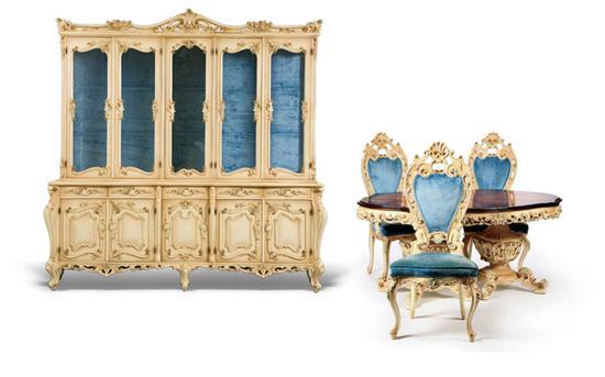 Appraisal: BAROQUE REVIVAL DINING SET Boldly carved with scrolling floral and