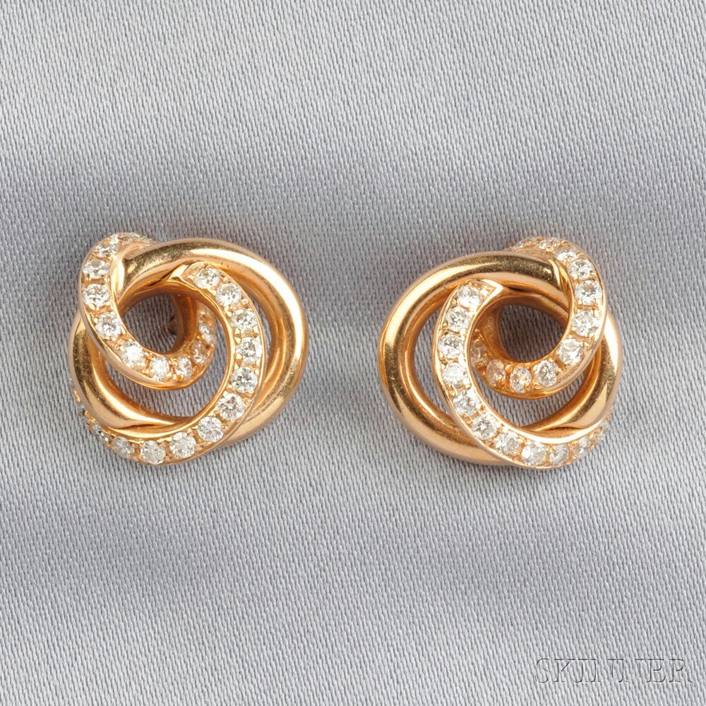 Appraisal: kt Gold and Diamond Earrings deGrisogono each designed as a