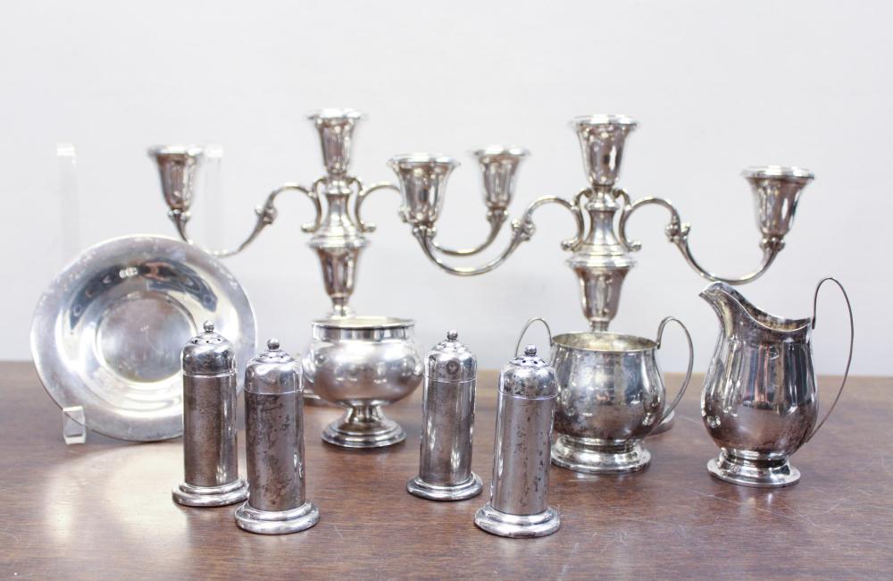 Appraisal: TEN STERLING SILVER TABLEWARE ITEMS comprised of a pair of