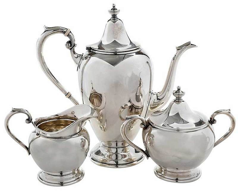 Appraisal: Three Piece Sterling Coffee Service American th century oval form