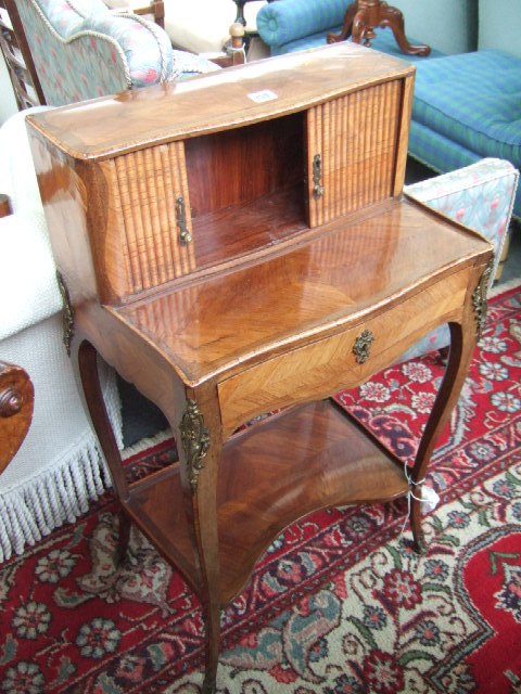 Appraisal: A th century tulipwood Bonheur du Jour with tambour front