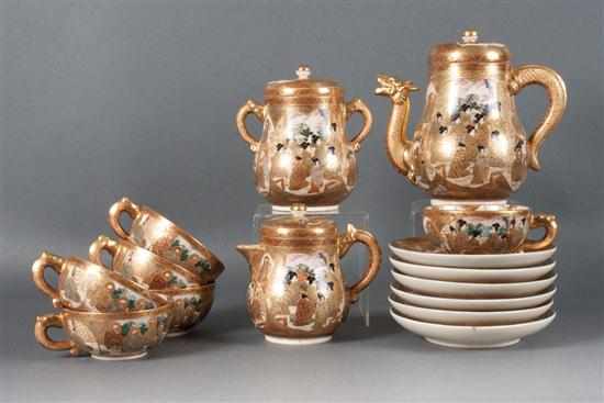 Appraisal: Japanese Satsuma earthenware -piece tea set late th century decoration