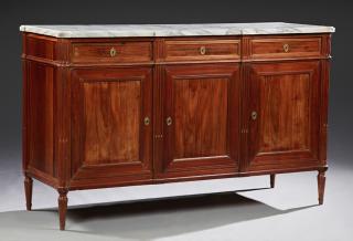 Appraisal: French Louis XVI Style Carved Mahogany Marble Top Sideboard th