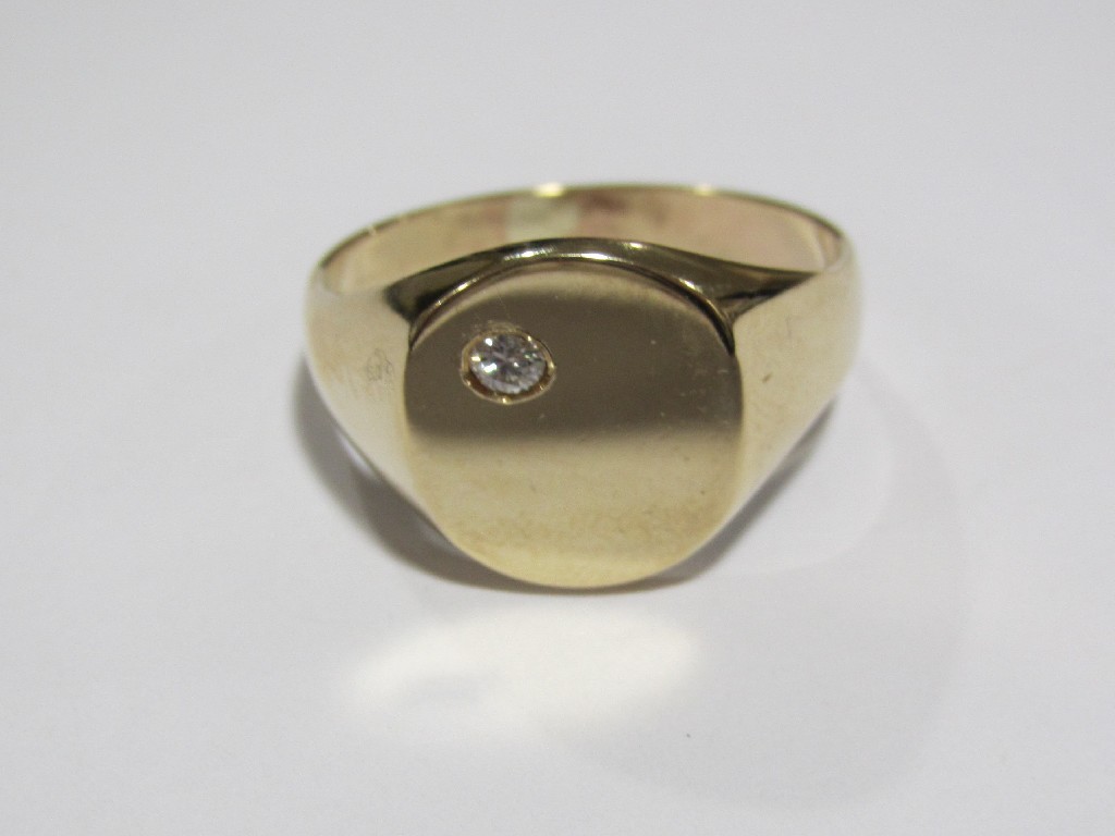 Appraisal: Gents gold diamond set signet ring