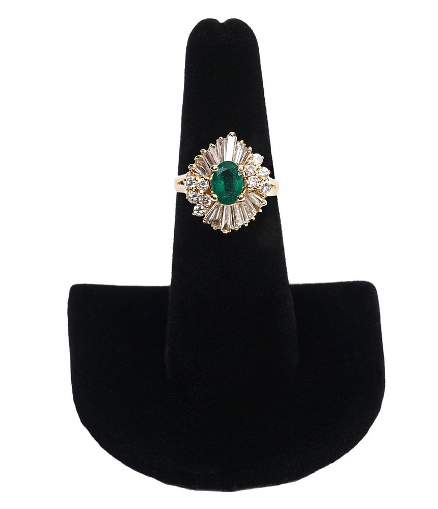 Appraisal: Emerald Diamond K YG Ballerina Ring Emerald diamond and K