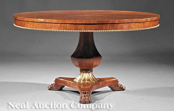 Appraisal: A Regency-Style Carved Mahogany and Parcel Gilt Center Table th