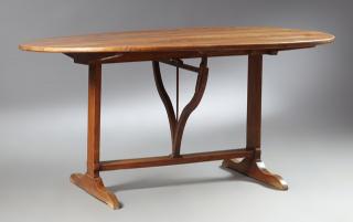 Appraisal: French Provincial Carved Applewood Wine Tasting Ta French Provincial Carved