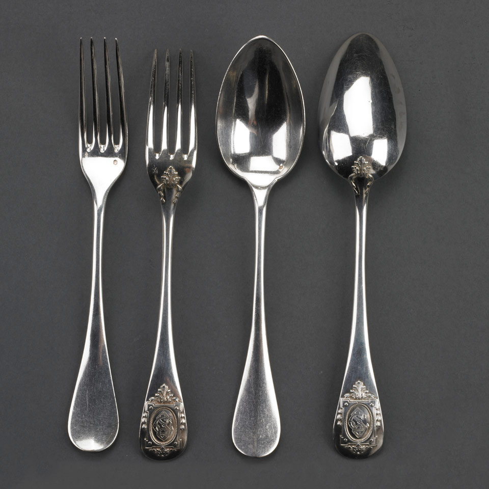 Appraisal: Forty-Two French Silver Table Forks and Twenty-Five Table Spoons late