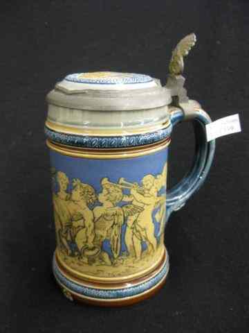 Appraisal: Mettlach Stein Etched Cherub band liter inlaid top - ''