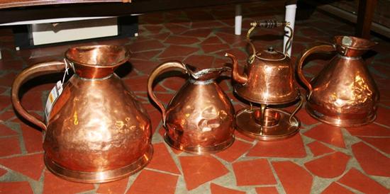 Appraisal: Collection of English copper table articles th century hammered kettle