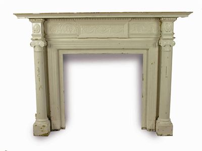 Appraisal: A cast iron fire surround painted white with anthemion and