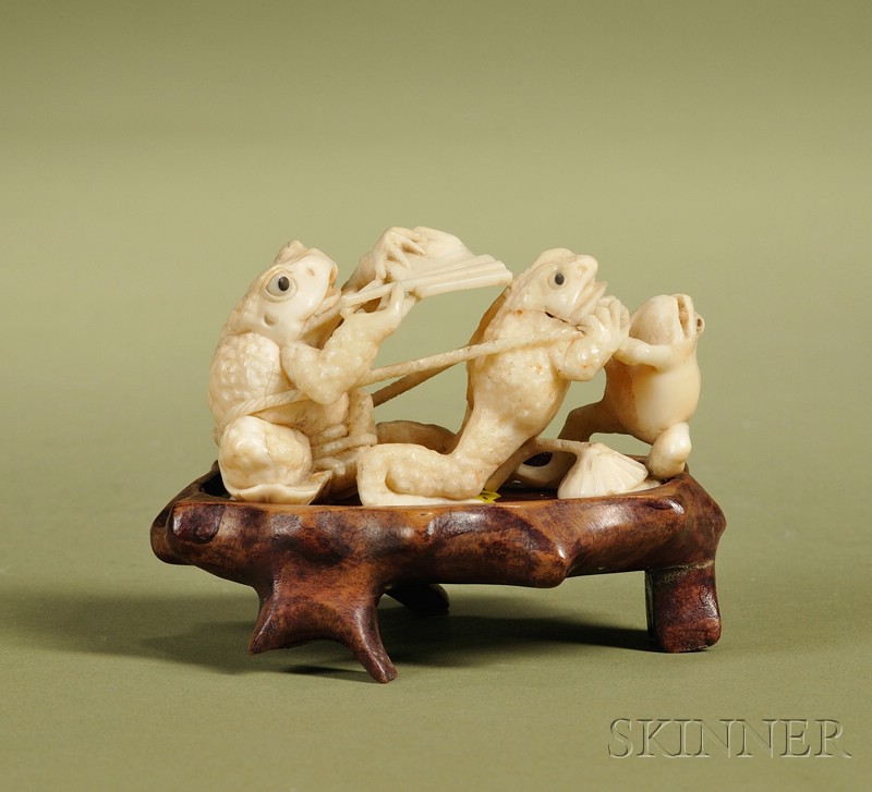 Appraisal: Two Japanese Meiji Period Carved Ivory Animal Okimono early th