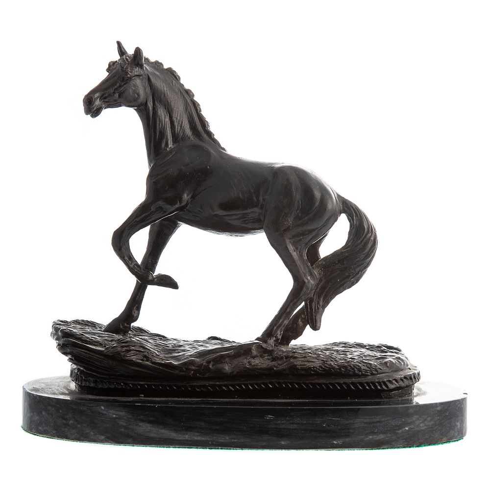 Appraisal: Standing Horse Bronze Illegibly signed mounted on marble base in