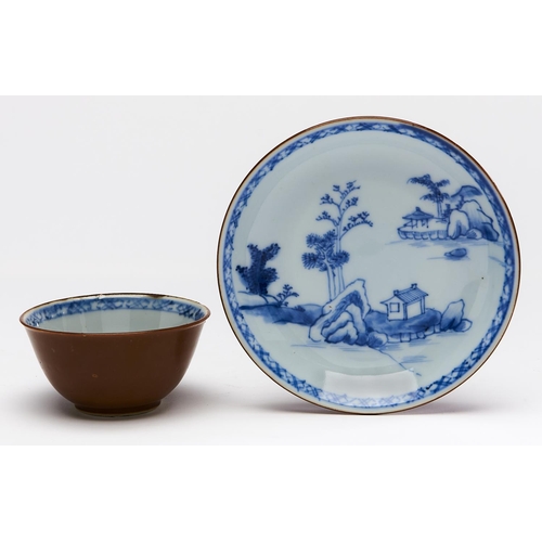 Appraisal: Nanking Cargo A Chinese Batavian ware tea bowl and saucer