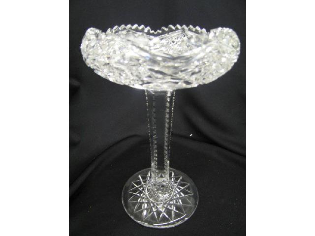 Appraisal: Brilliant Period Cut Glass Tall Compote floraform bowl tall diameter