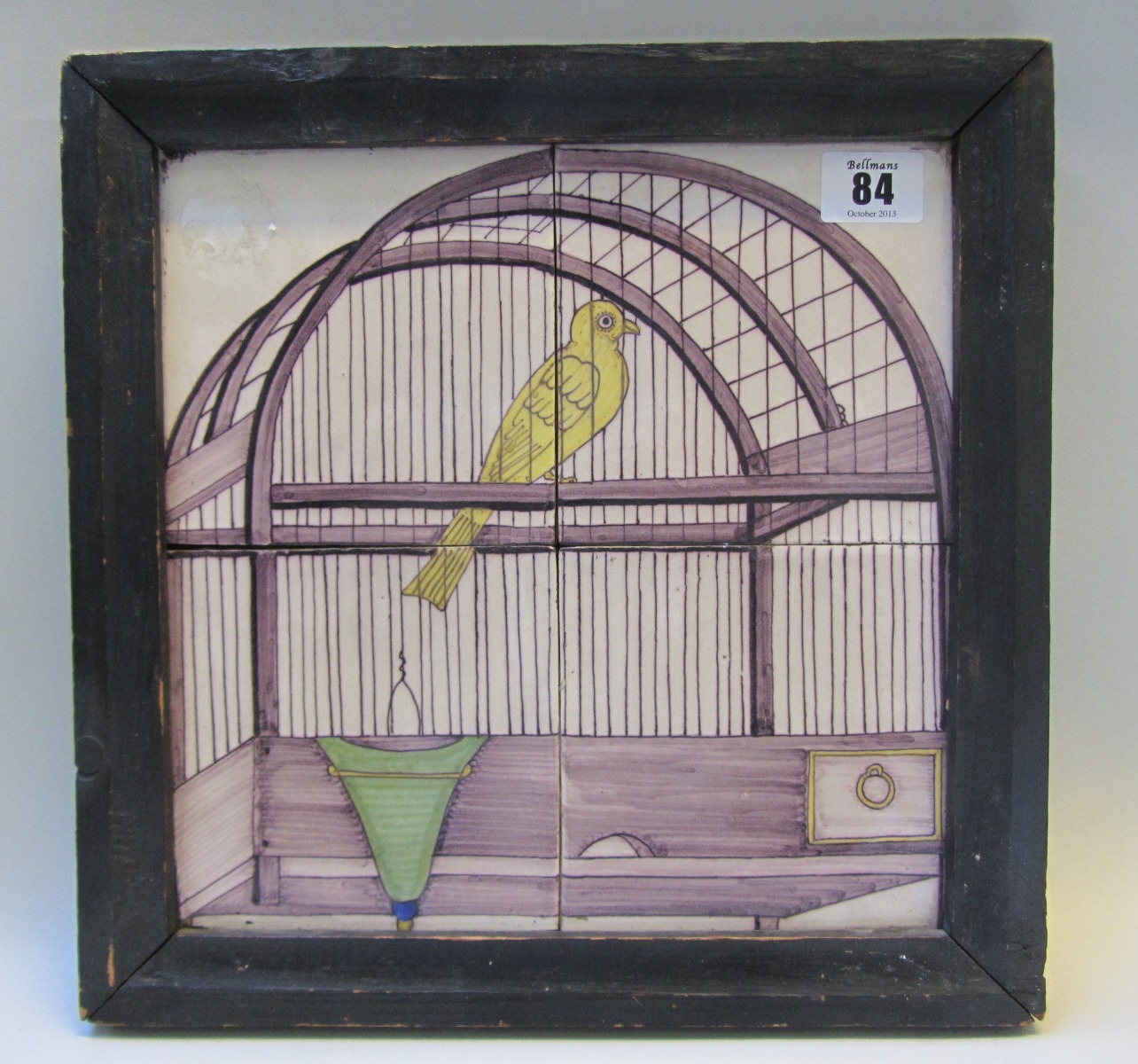 Appraisal: An Utrecht canary cage tile picture th century framed x