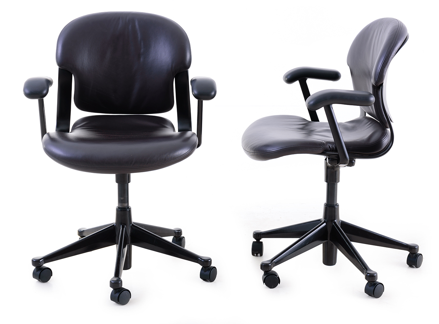 Appraisal: EQUA PAIR OF OFFICE CHAIRS FOR HERMAN MILLER Brown leather