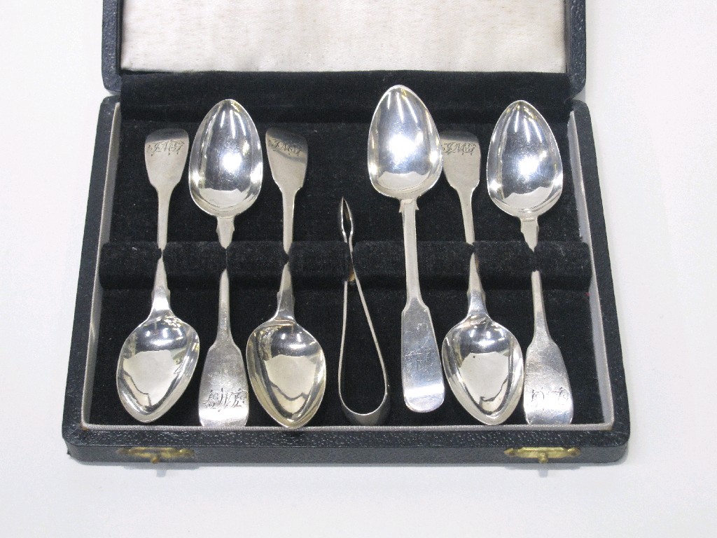 Appraisal: Cased set of six George III silver spoons with unassociated