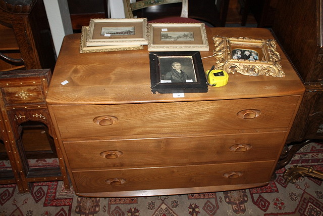 Appraisal: A 'S ERCOL ELM CHEST of three long drawers cm